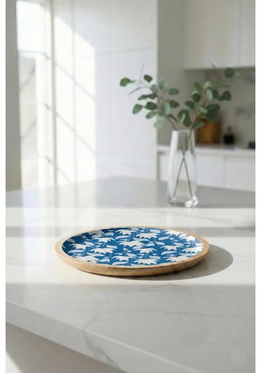 Mango Agacı Servis Tabağı & Sunum Tabağı 25 Cm Desenli Çok Renkli