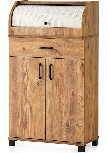 Ahşap Dolaplı Çekmeceli Mutfak Kiler Dolabı Büyük Ekmeklik Çam