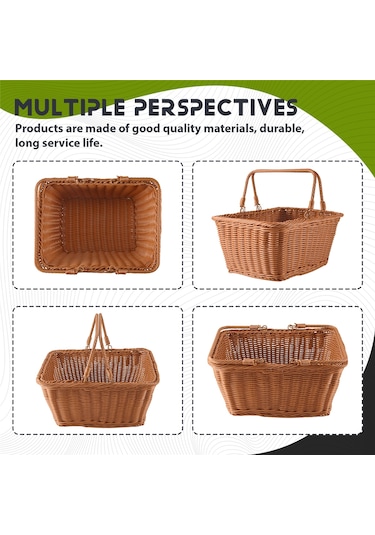 Xiaaokeji Dayanıklı Yapay Rattan El Yapımı Taşınabilir Piknik Sepeti Rattan Kahverengi