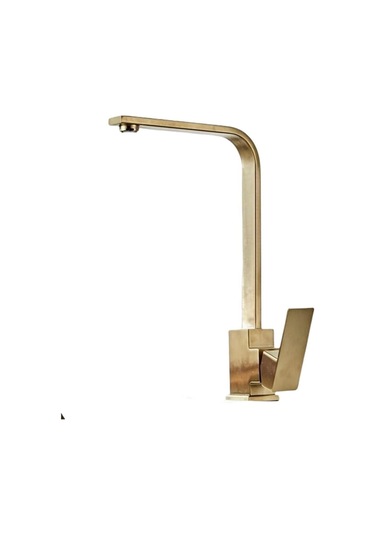 İsaoğlu Yapı Mat Gold Mutfak Bataryası Fırçalanmış Gold Evye Musluğu Kare Armatür Gold