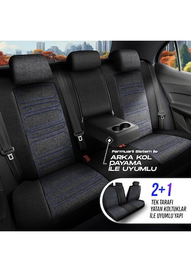 Panda Atlanta Serisi Keten Kumaş Oto Koltuk Kılıfı - Tam Set