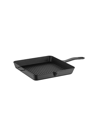 Olika Iron 30 30cm Demir Döküm Kare Izgara Tava Siyah Siyah