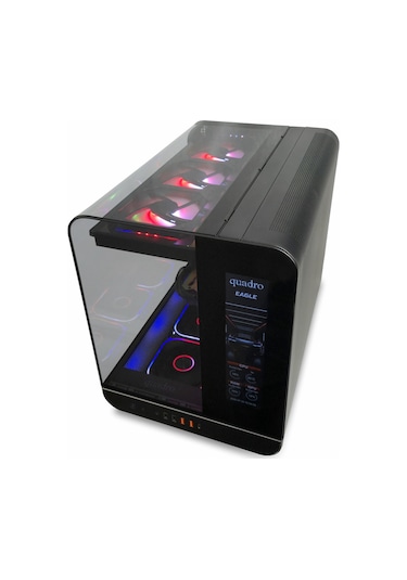 Quadro Qx100 Eagle Usb 3.2 Rgb Atx Mid Tower Siyah Kasa