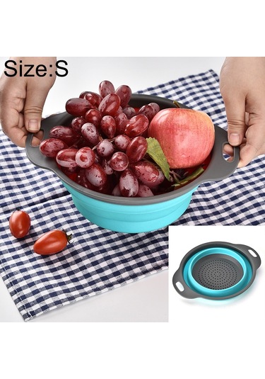 Cbtx Yaratıcı Katlanır Sebze Meyve Depolama Sepeti Organizatör Drenaj Sepeti, S, Boyut: 24.5 20 9cm Mavi