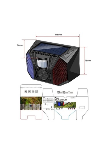 Pazly Cbtx Bahçe Aydınlatma Rc-711 Güneş Enerjili Açık Meyve Bahçesi Balık Göleti Hırsızlık Alarmsızlık Siyah