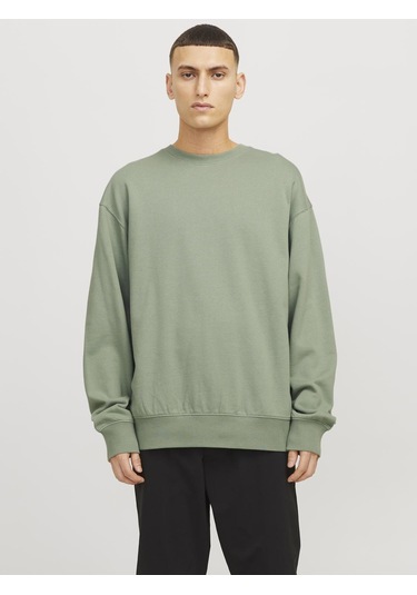 Jack & Jones Erkek Bisiklet Yaka Düz Renk Sweatshirt - Charge - 12257853 Iceberg Green Çok Renkli