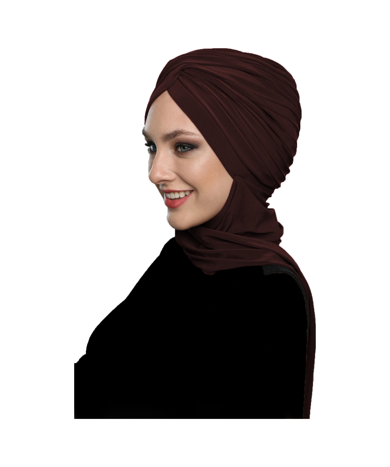 Çapraz W Atkılı Kahve Hazır Türban Tesettür Bone Kahve