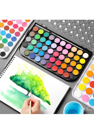 Vox Art Tablet Sulu Boya Seti 48 Renk - Su Hazneli Fırça Hediyeli