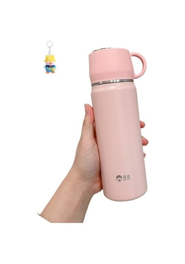 Runxi Life Hall Kapaklı 316 Paslanmaz Çelik Erkek Açık Üç Amaçlı Lisans Bardak Taşınabilir Pipetli Termos Bardak Kadın Su Bardakları Feguyt Açık Pembe