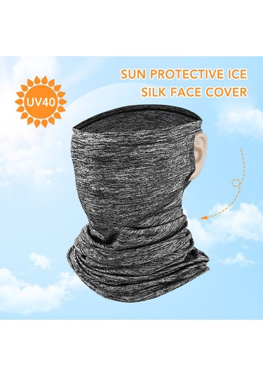Yaleker Spor Dışarıda Kullanım Multifonksiyonlu Bisiklet Maska Yaz Güneş Koruyucu Buz Ipi Bandana Kulak Kayışlı Koyu Gri Diğer