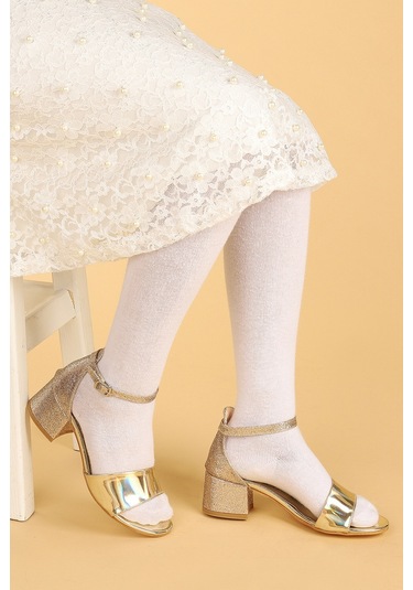 Kiko 768 Ayna Kum Günlük Kız Çocuk 3 Cm Topuk Sandalet Ayakkabı A Altın