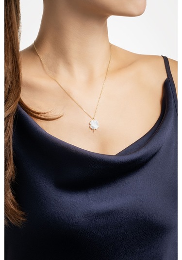 Dört Yapraklı Yonca 18 Ayar Sarı Altın Kaplama 45 Cm Gümüş Şans Kolye Sarı