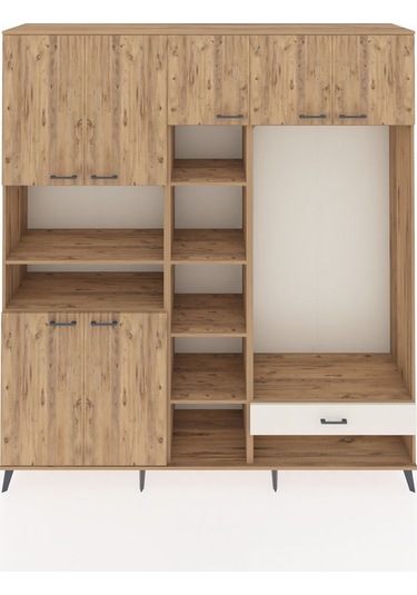 Hyperion Dolap 11 Raflı Tek Çekmeceli 7 Kapaklı 220x44x243 Çam-çam/aytaşı Atlas Çam/aytası