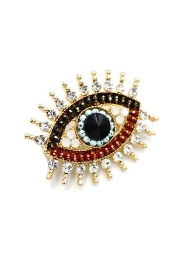 Göz Broş - Altın Çok Renkli