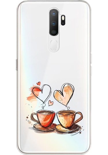 Oppo A5 2020 Uyumlu Kahve Aşkı Desenli Silikon Kılıf