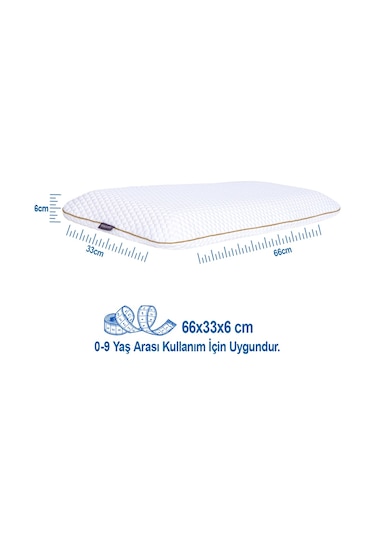 Visco Ortopedik Sensitive Baby Çocuk Yastığı 66 x 33 x 6 CM Beyaz