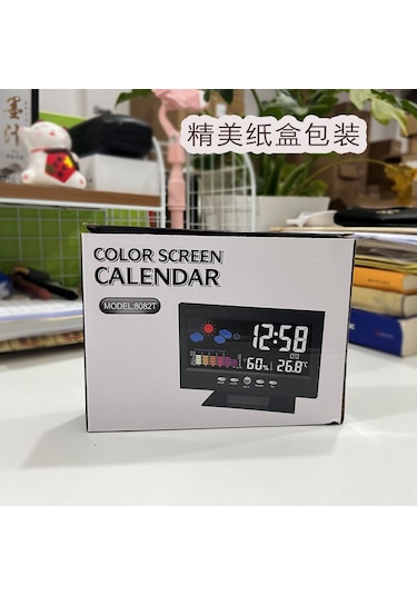 Ximistore9 Ev İçin Usb Siyah Hava Durumu Saati - Renkli Ekranlı 8082t, Sesli Kontrol, Sicaklık/nem Ölçer Ve Alarm Fonksiyonu Siyah