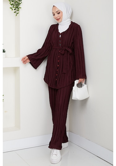 İlgen Fırfırlı İkili Takım 1610 - Mürdüm Mürdüm