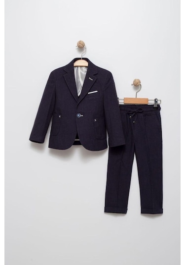Erkek Çocuk Lacivert Spor Takım Elbise Ceket Pantolon Takım Lacivert