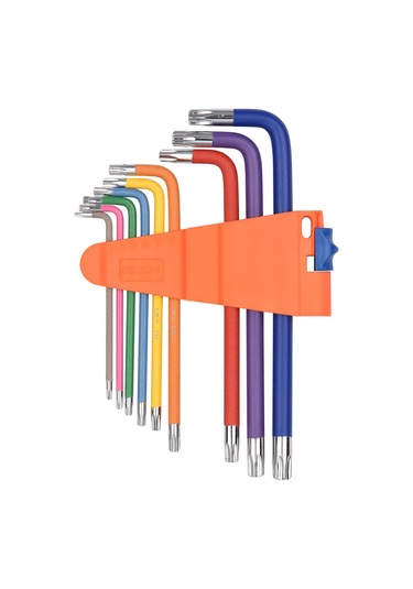 9 Parça Çok Renkli L Anahtar Seti Torx Anahtar Yıldız Anahtar Seti Uzun Kol Endüstriyel Kalite Krom Vanadyum Çeliği Torx Anahtar Allen Anahtarı
