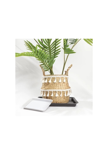 Black-22cmx15cm-1 Adet Plastik Dikdörtgen Dayanıklı Saksı Damlama Tepsileri Plastik Tepsi Tabakları Bitki Tabağı Kapalı Açık