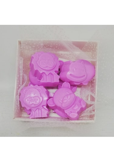 Sabun - Kokulu Süs Sabunu - Hayvan Modelleri - Pembe - 8 Adet-4cm Beyaz sabun