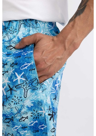 Defacto Regular Fit Desenli File Astarlı Kısa Boy Deniz Şortu B7631AX24HSTR111