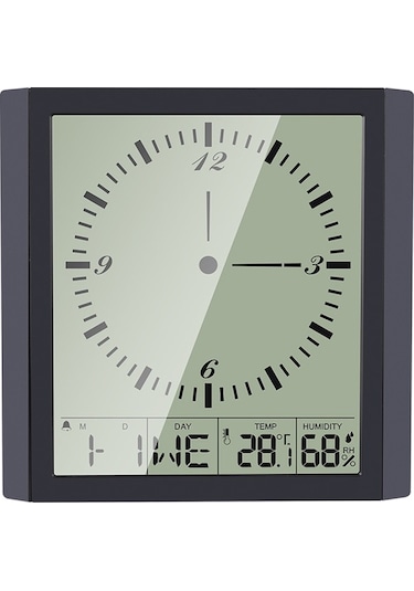 Yifomall Dijital Duvar Saati - Termometre Ve Higrometre Özellikli, Büyük Ekranlı, Takvim Ve Alarm Fonksiyonlu Siyah Siyah