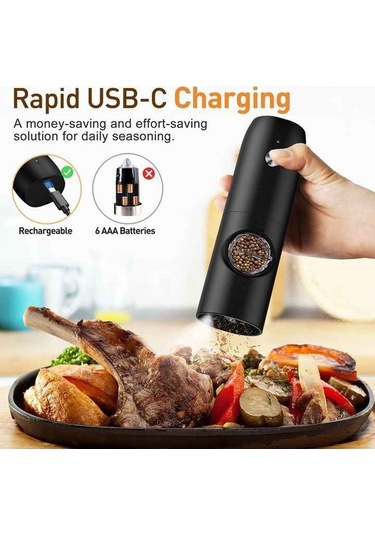 Novahub Kymq-15a Otomatik Typl-c S Arj Elektrikli Karabiber Ve Tuz Öğütücüsü Siyah Siyah