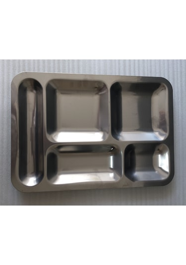 Metal Tabldot - 5 Adet - Paslanmaz Krom 430 Malzeme - 5 Bölmeli