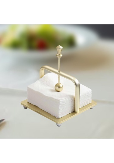 Homyl Peçetelik Metal Dekoratif İçecek Peçete Kutusu Yemek Altın