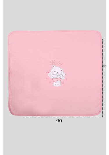 %100 Pamuklu Yenidoğan Çift Katlı Penye Bebek Battaniyesi Sb 513 Pembe Pembe