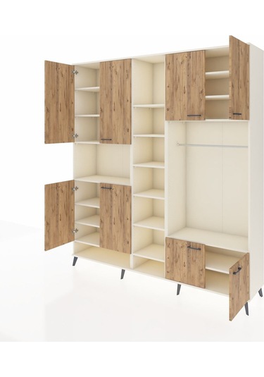 Hyperion Dolap 18 Raflı 8 Kapaklı Tek Askılı 220x44x243 Aytaşı-çam/aytaşı Atlas Çam/aytası