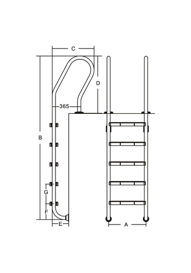 4 Basamaklı Aısı-304 Mixto Havuz Merdiveni