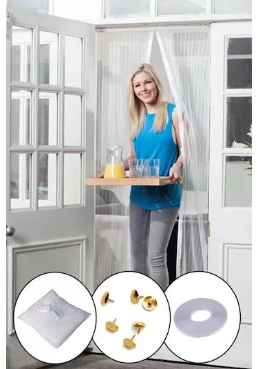 Mıknatıslı Kapı Sinekliği Tül Perde 105 X 210 Cm 5570 Beyaz