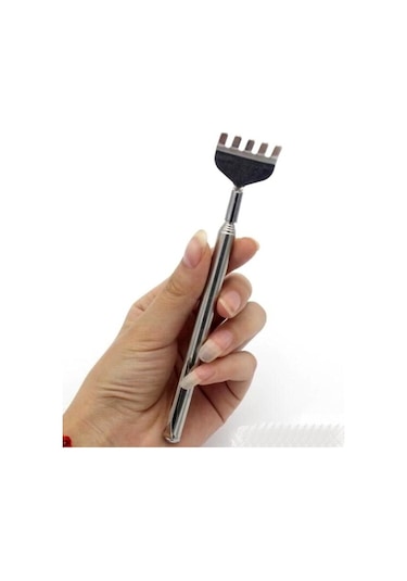 2 Adet Teleskobik Sırt Kaşıyıcı Metal Kaşağı Kaşıma Aleti Sırt Ka Gri