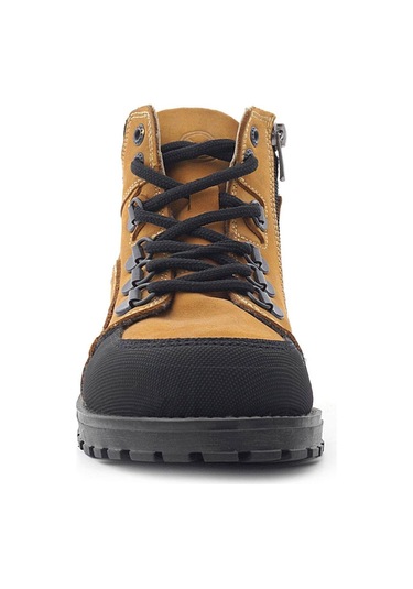Rakerplus Hakiki Deri Sarı Bağcıklı Fermuarlı Çocuk Bot Sarı