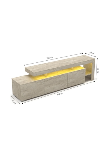 Luma Led Işıklı Tv Ünitesi Traverten