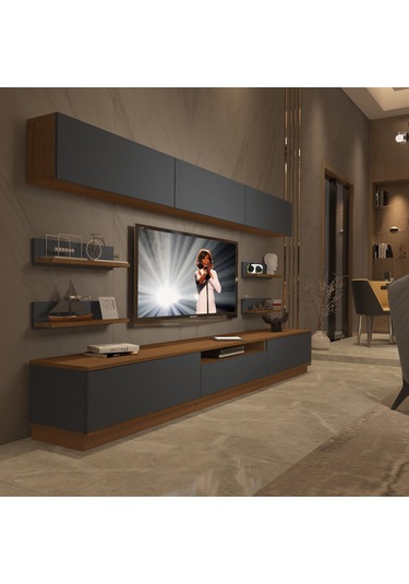 Decoraktiv Trendstyle 8ys Mdf Tv Ünitesi Tv Sehpası Ceviz - Antrasit