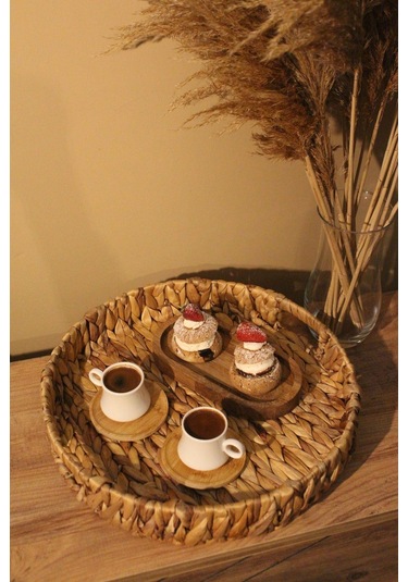 Hasır Su Sümbülü Yuvarlak Tepsi Geniş Organizer Düzenleyici Diğer