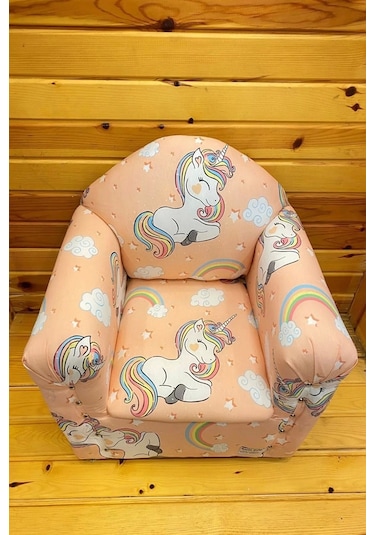 Unicorn Desenli Pudra Pembesi Çocuk Koltuğu Pembe