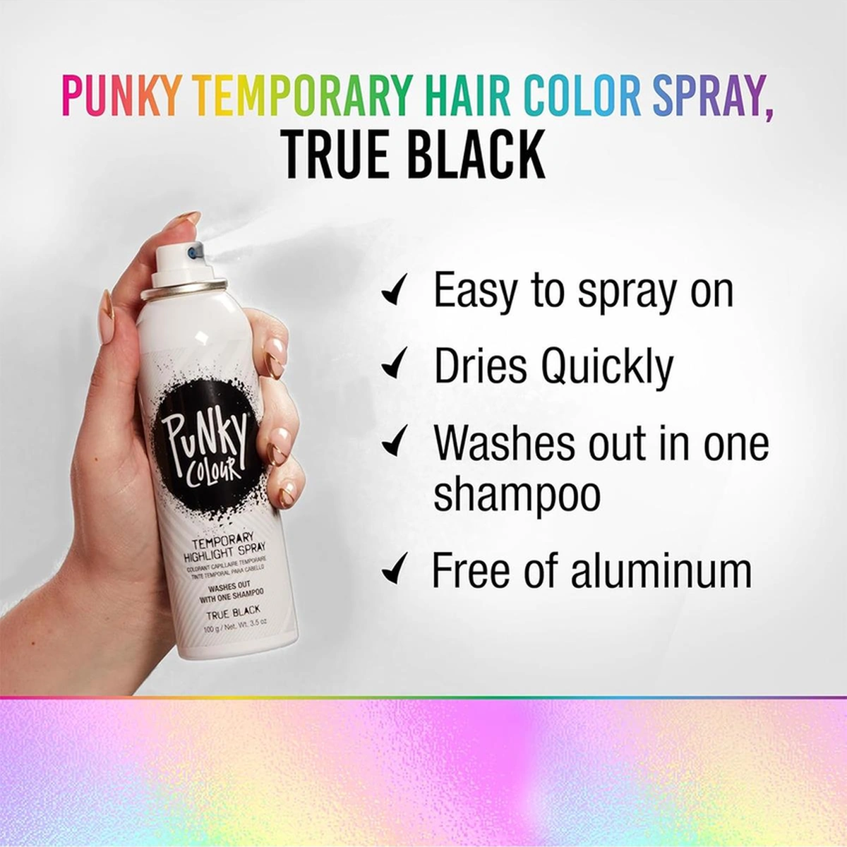 Punky Colour Işıltılı Ve Renkli Saç Spreyi True Black 100gr