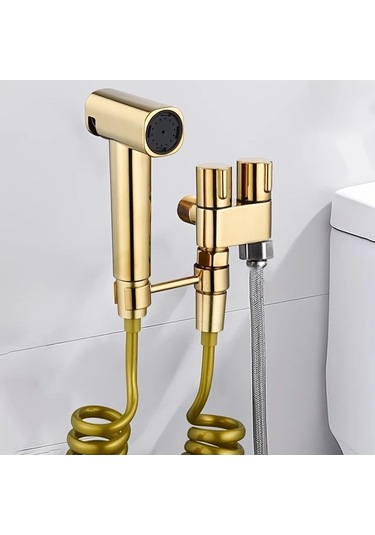 Fastbuy Challenger Altın Dayanıklı Tuvalet Sprey Tabancası 3m Hortumlu Bide Hijyen Aracı Altın