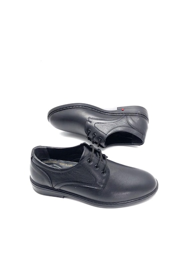 Hakiki Deri Ortopedik Hafif Yumuşak Büyük Numara Erkek Ayakkabı Siyah