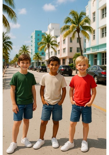 Çocuk Basic T-shirt Kız - Erkek Unisex %100 Pamuk 3'lü Süper Paket K-9