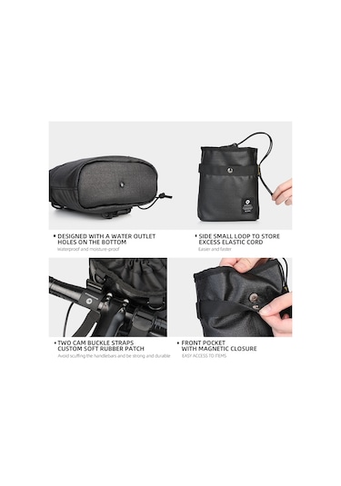 Rhınowalk Rk24932 Bisiklet Ön Tüp Çantası Çok Fonksiyonlu Polyester Bisiklet Çantası Omuz Çantası Saklama Kılıfı - Siyah