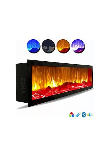 Esha Home Elektrikli Yapay Dekoratif Şömine Bluetooth+sabit Çitirti 150x35x18 Cm
