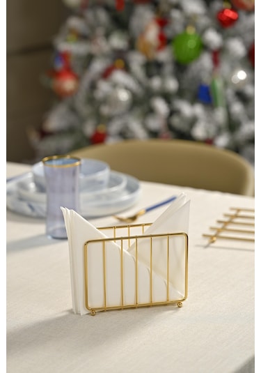Altın Kafes Peçetelik, Kafe Cafe, Restoran, Otel, Dekoratif Peçetelik Hediyelik - Metal Paslanmaz Altın