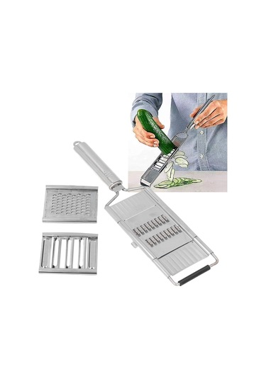 Geeroyoo Ev Kullanıma Uygun 3'lü Çelik Bıçaklı Sebze Ve Meyve Dilimleyici, Kesici, Rendeleyici 3'ü Bir Arada Güvenli Mutfak Aleti Diğer