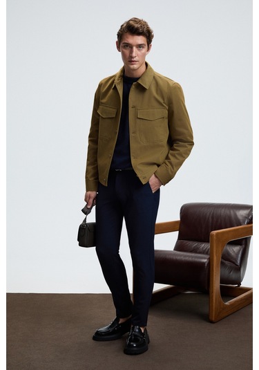 CRUDO Erkek Yanları Ve Arkası Cepli Fermuarlı Regular Fit Dokuma Lacivert Pantolon